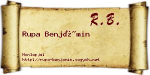 Rupa Benjámin névjegykártya