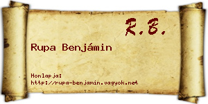 Rupa Benjámin névjegykártya